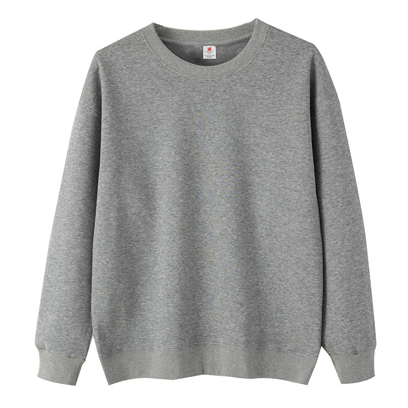Men Fleece Lined Crew Neck Sweatshirt, Solid Color Loose Fit Pullover for Winter