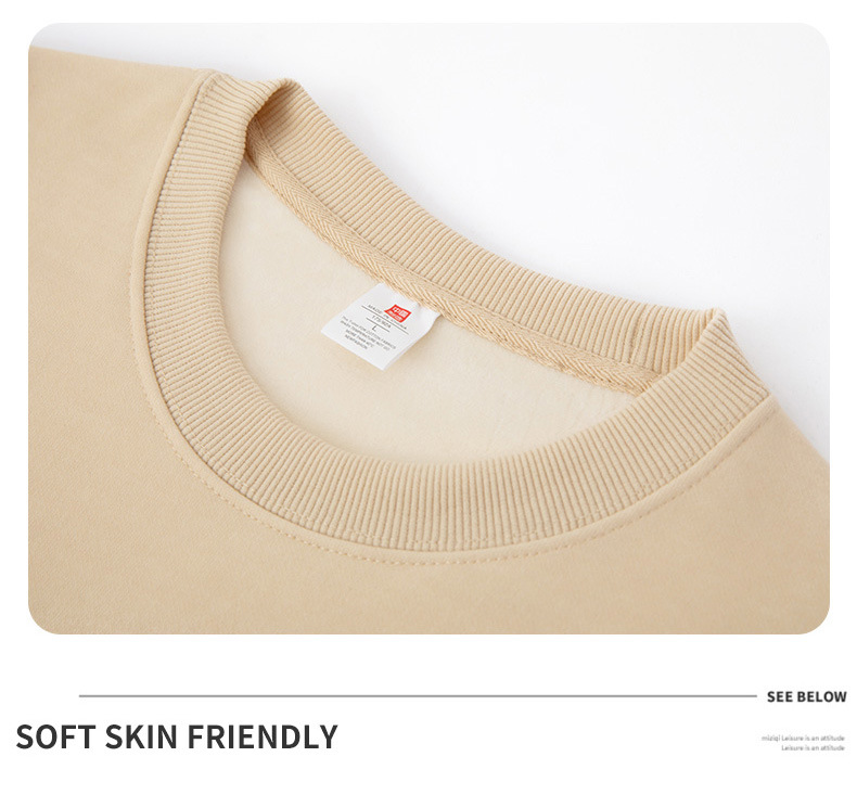 Men Fleece Lined Crew Neck Sweatshirt, Solid Color Loose Fit Pullover for Winter