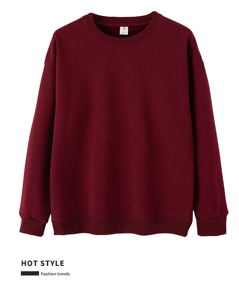 Men Fleece Lined Crew Neck Sweatshirt, Solid Color Loose Fit Pullover for Winter