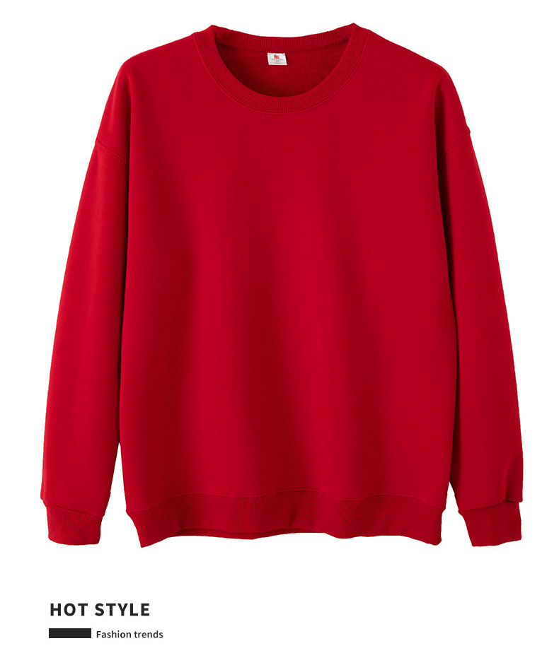 Men Fleece Lined Crew Neck Sweatshirt, Solid Color Loose Fit Pullover for Winter
