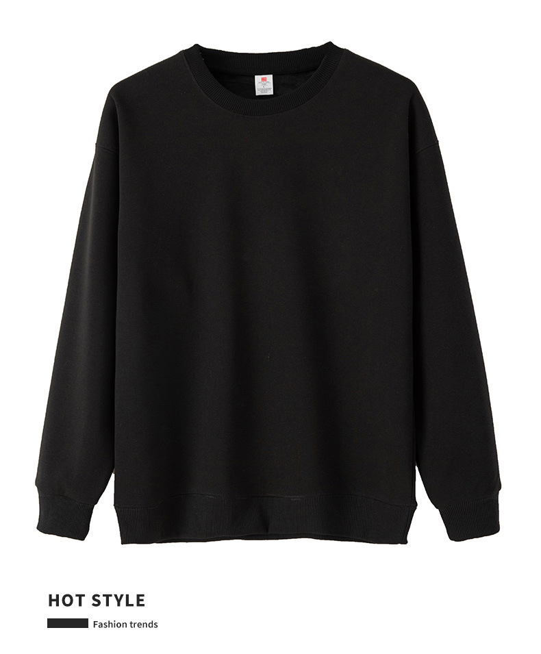 Men Fleece Lined Crew Neck Sweatshirt, Solid Color Loose Fit Pullover for Winter