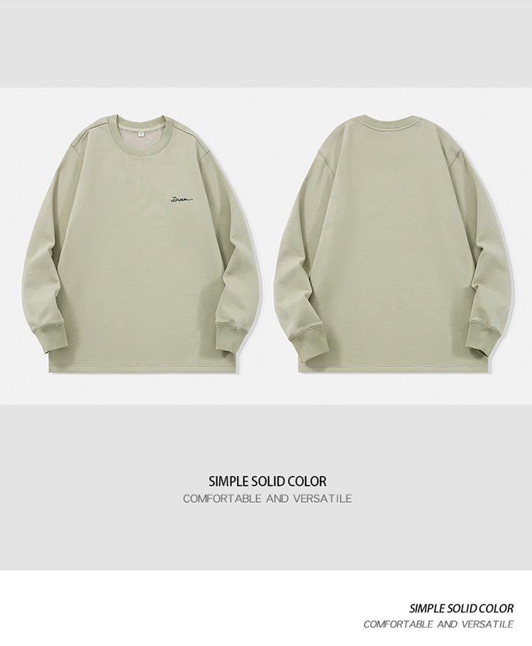 Men's Loose Fit Crew Neck Long Sleeve T-Shirt, Solid Color Casual Top for Spring and Fall