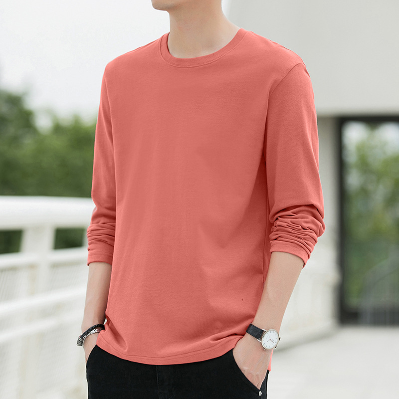 Men's Pure Cotton Long Sleeve Crewneck T-Shirt, Loose Fit Striped Top for Fall Casual Wear