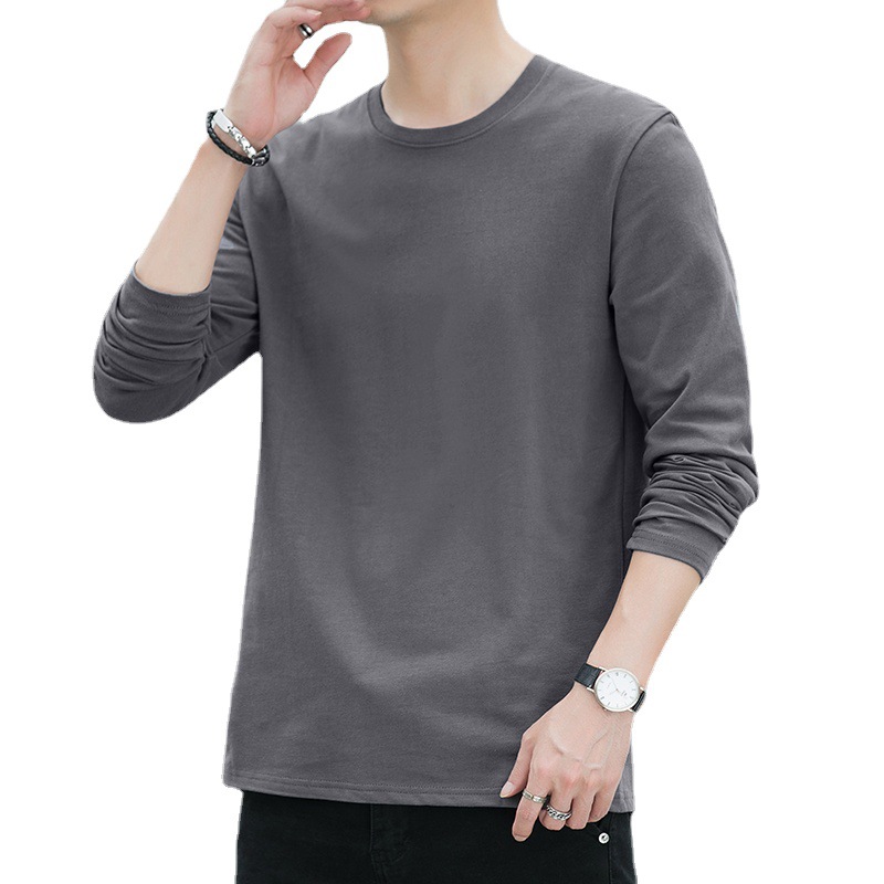 Men's Pure Cotton Long Sleeve Crewneck T-Shirt, Loose Fit Striped Top for Fall Casual Wear