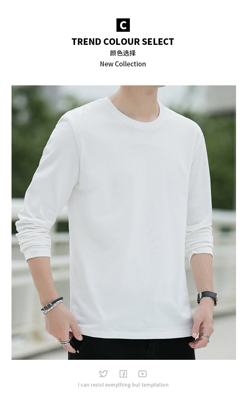 Men's Pure Cotton Long Sleeve Crewneck T-Shirt, Loose Fit Striped Top for Fall Casual Wear