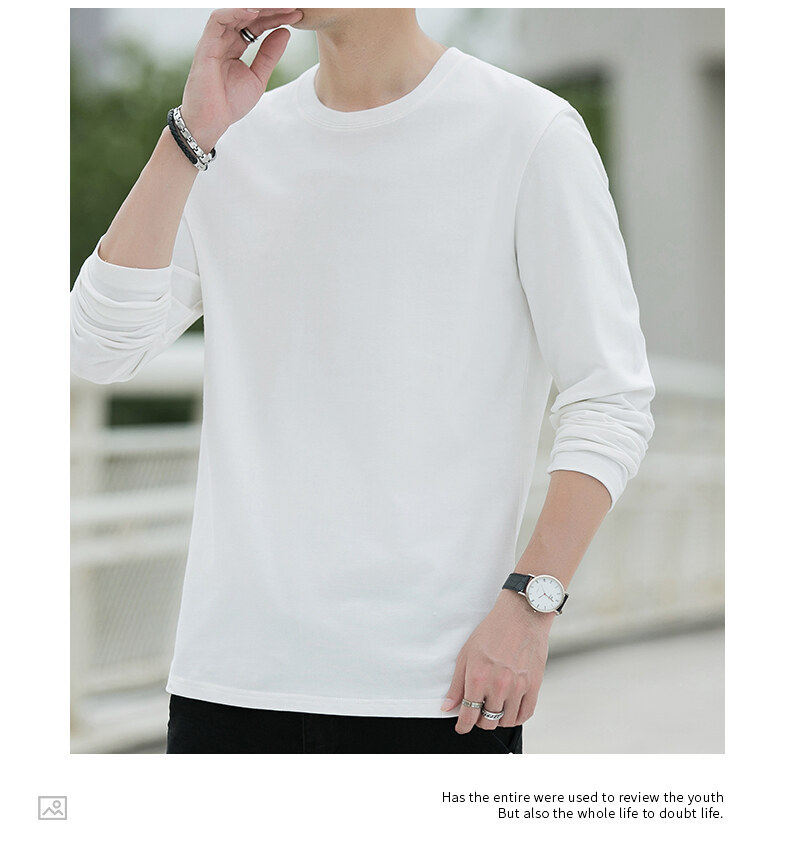 Men's Pure Cotton Long Sleeve Crewneck T-Shirt, Loose Fit Striped Top for Fall Casual Wear