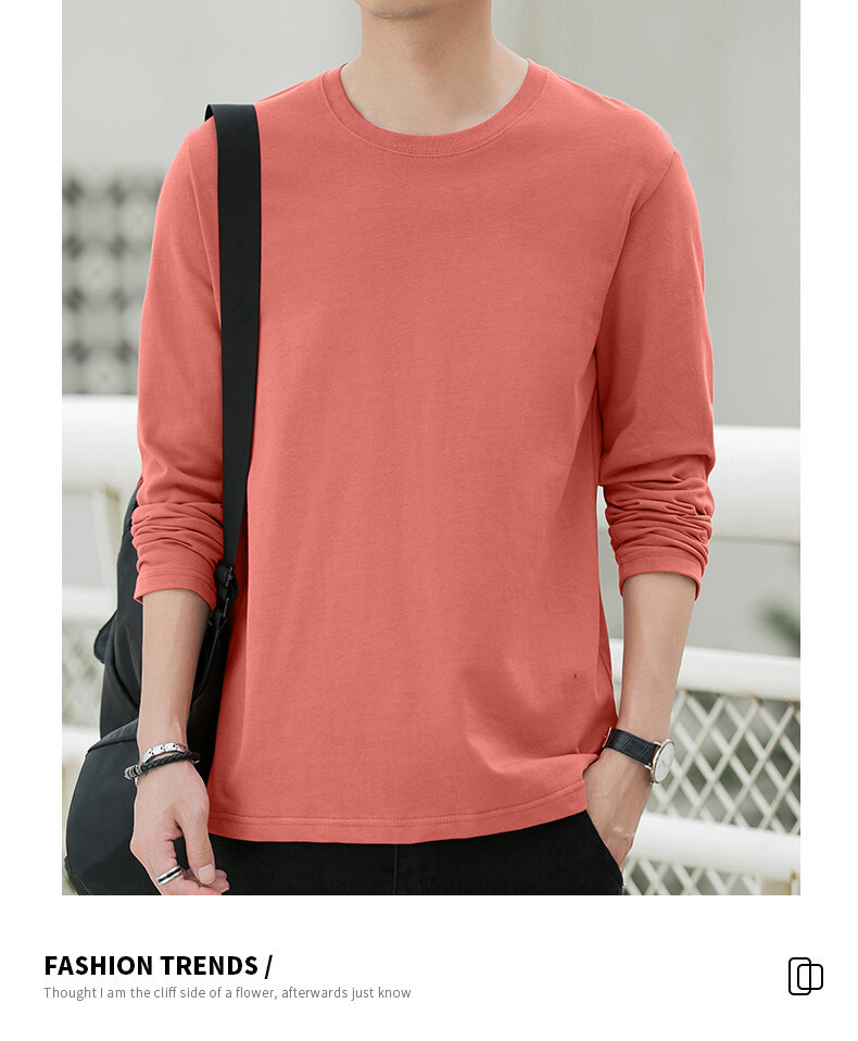 Men's Pure Cotton Long Sleeve Crewneck T-Shirt, Loose Fit Striped Top for Fall Casual Wear