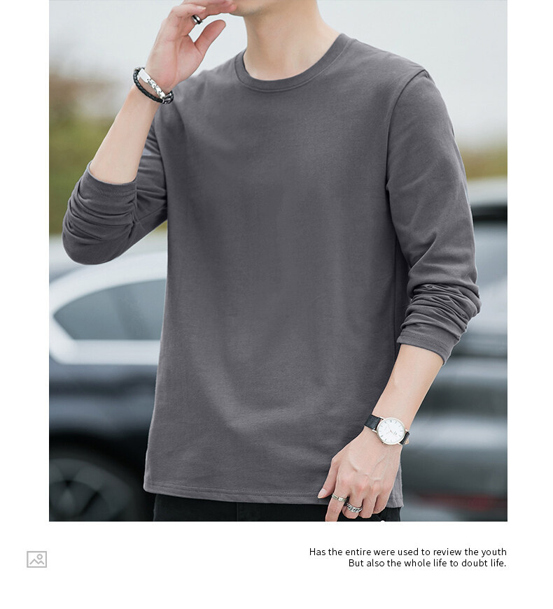 Men's Pure Cotton Long Sleeve Crewneck T-Shirt, Loose Fit Striped Top for Fall Casual Wear
