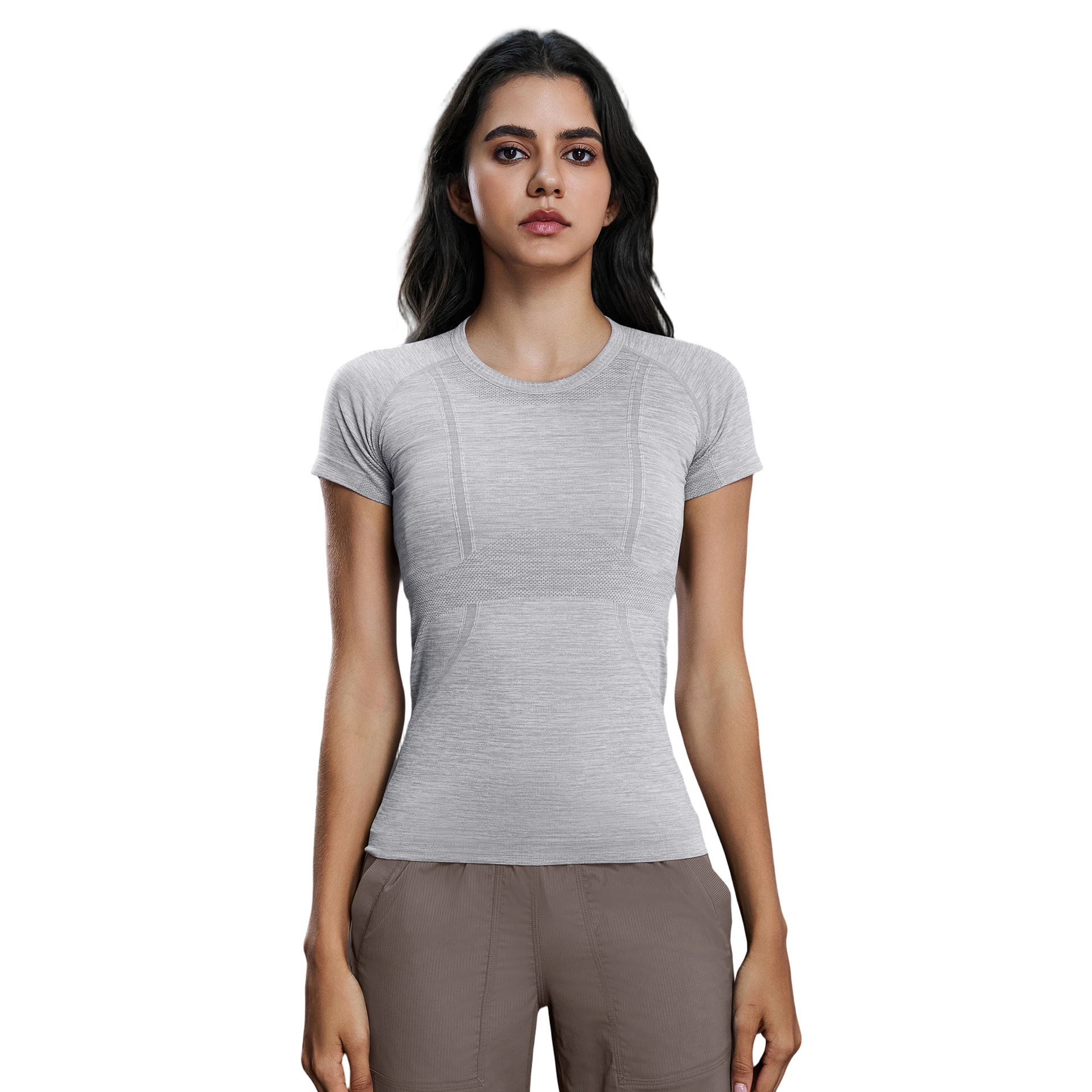 Women's Short Sleeve Crewneck Yoga T-Shirt, Breathable Slim Fit Running Gym Top S2067