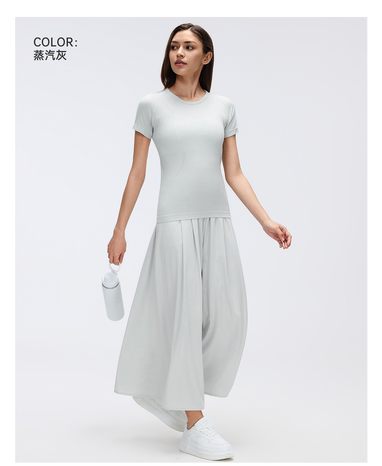 Women's Short Sleeve Crewneck Yoga T-Shirt, Breathable Slim Fit Running Gym Top S2067