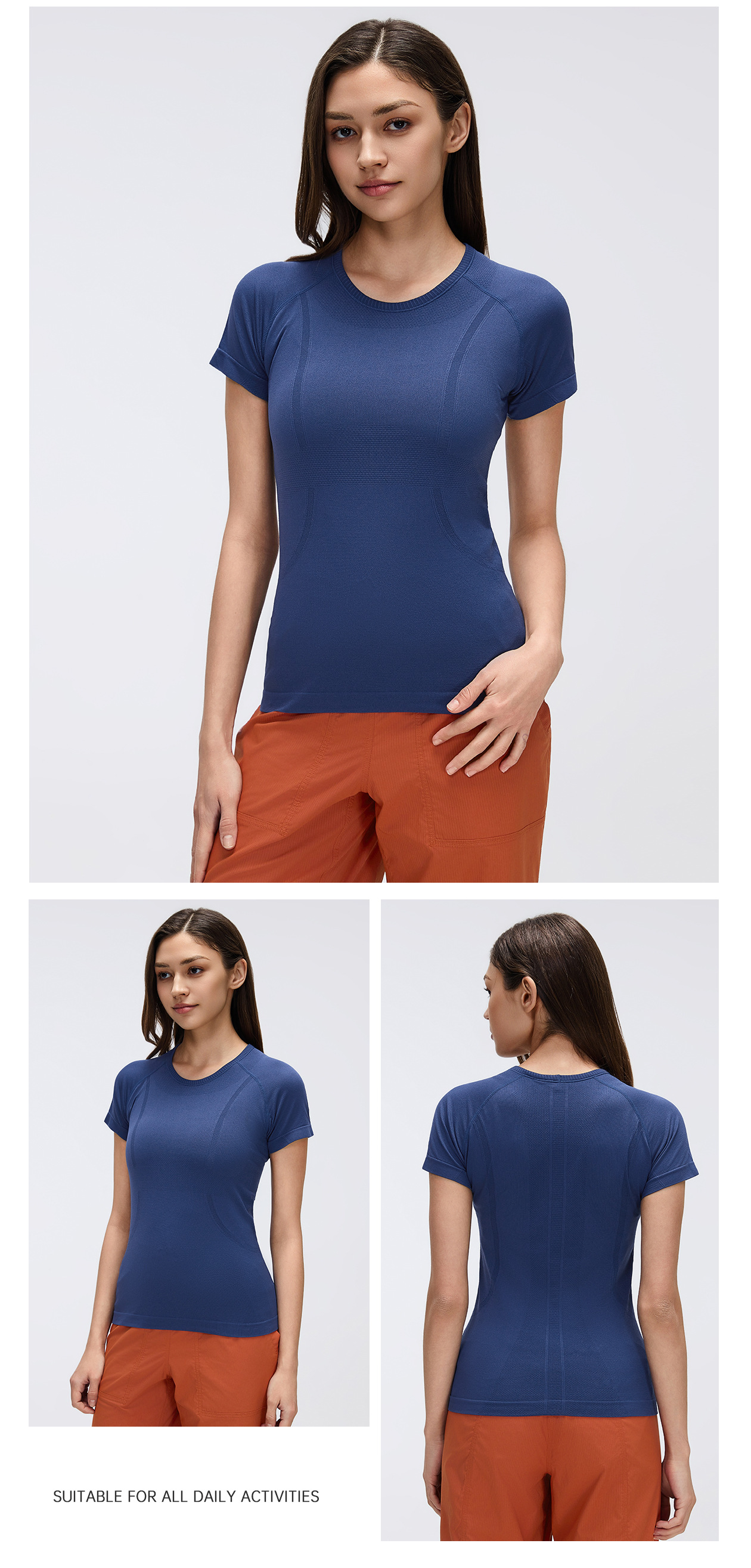 Women's Short Sleeve Crewneck Yoga T-Shirt, Breathable Slim Fit Running Gym Top S2067
