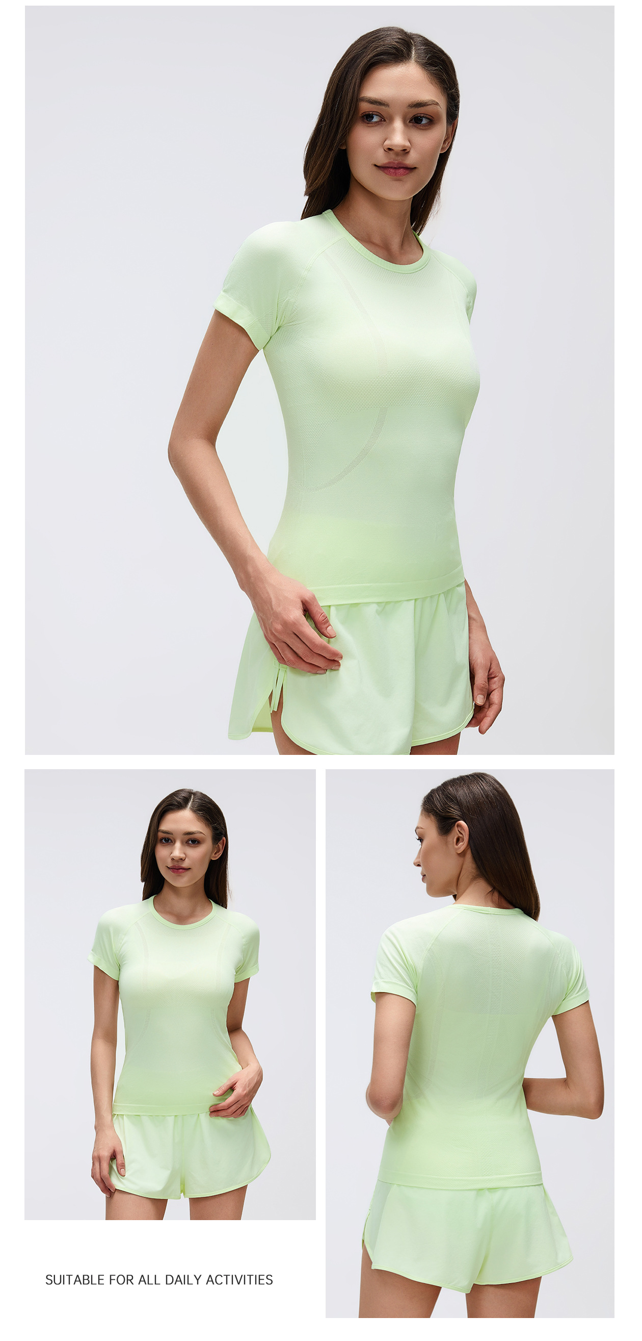 Women's Short Sleeve Crewneck Yoga T-Shirt, Breathable Slim Fit Running Gym Top S2067