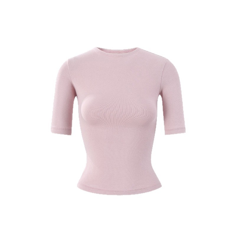 Women's Solid Color Round Neck Half Sleeve Slim Fit T-Shirt for Casual and Travel Use