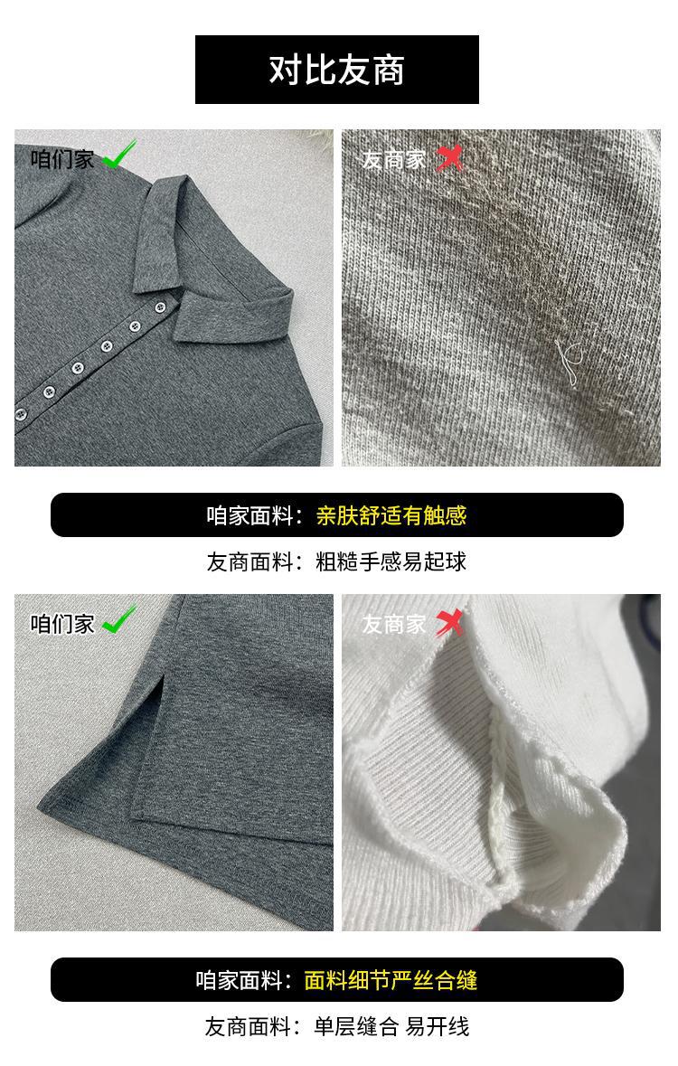 Women Cotton Polo Shirt Short Sleeve Slim Fit Button Collar Summer Commute Top