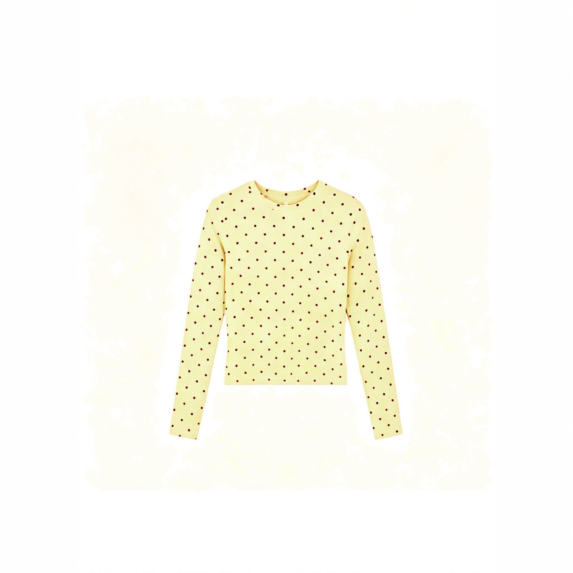 Women Polka Dot Long Sleeve Crew Neck T-Shirt Slim Fit Cotton Letter Print Top