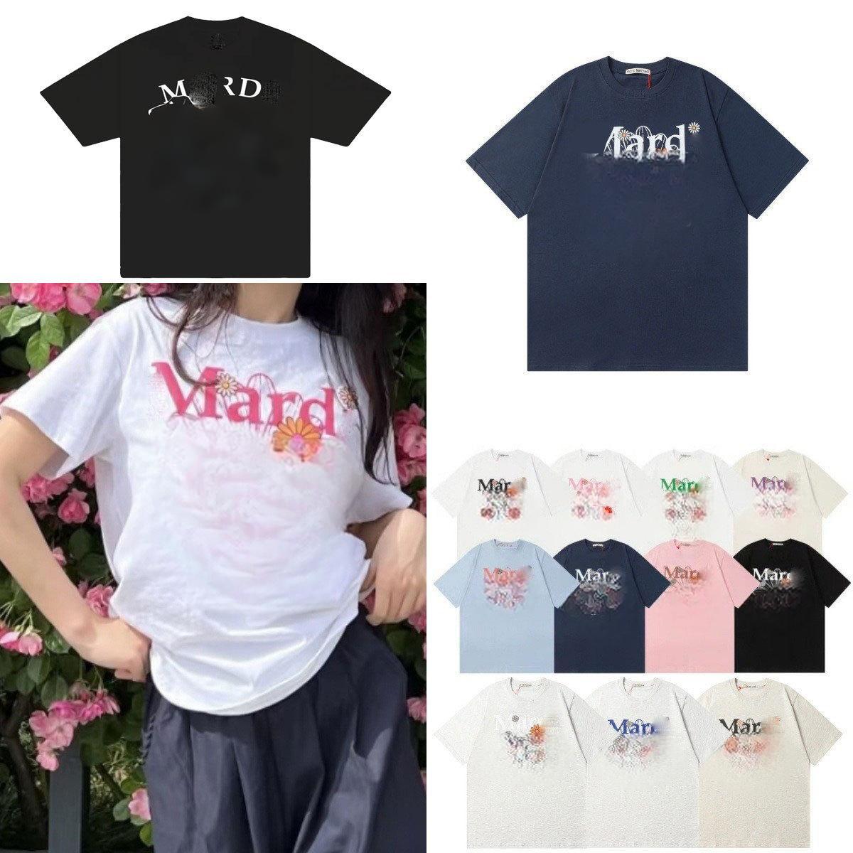 Women Loose Fit Cotton Short Sleeve T-Shirt with Daisy Print Crew Neck Casual Top