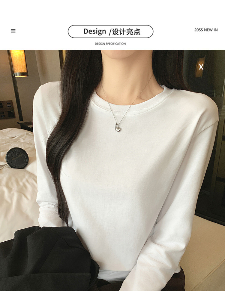 Women Cotton Long Sleeve Crew Neck T-Shirt, Loose Fit Solid Color Basic Top for Early Fall Layering