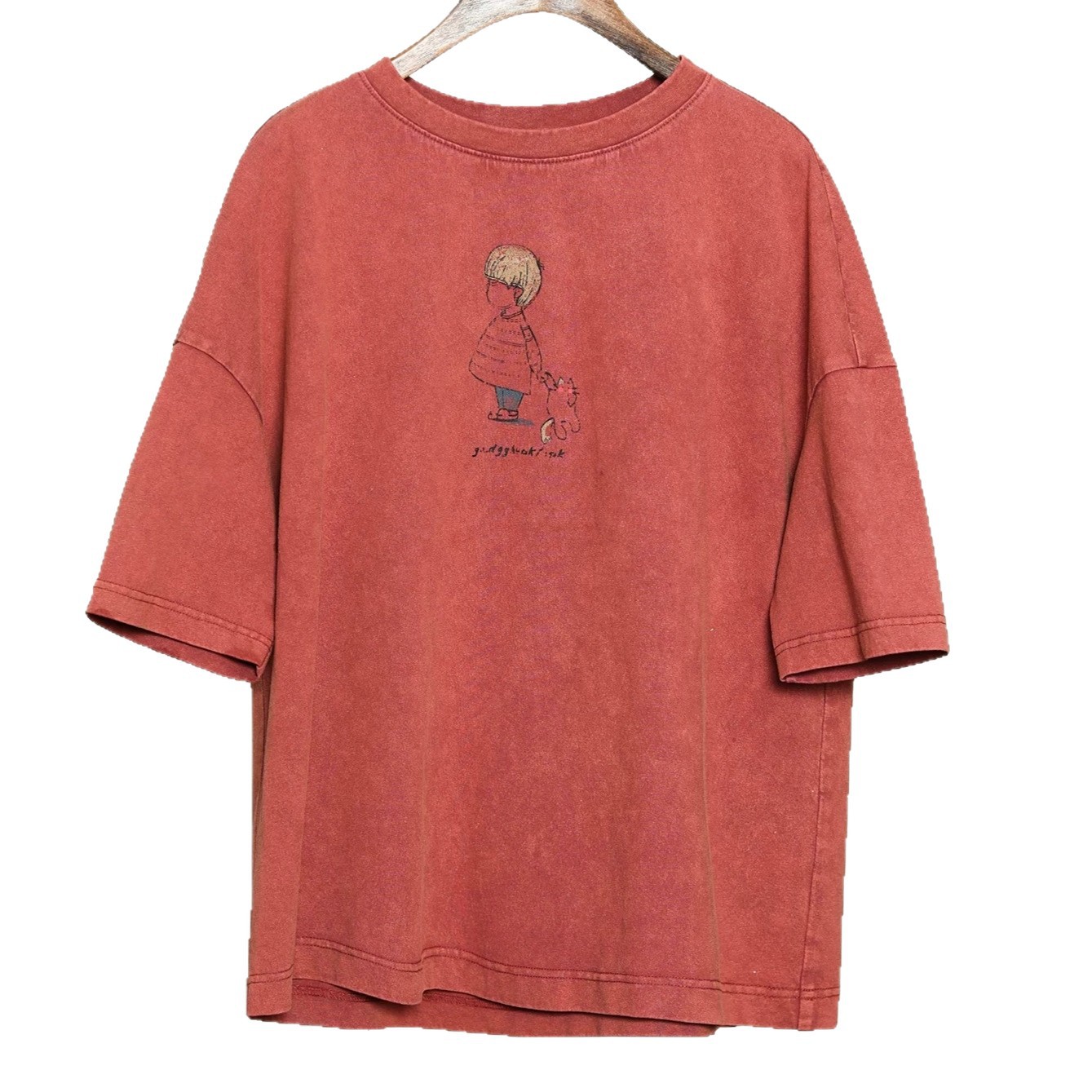 Women's Cotton Graphic Print T-Shirt, Loose Fit Crew Neck Short Sleeve Casual Summer Top