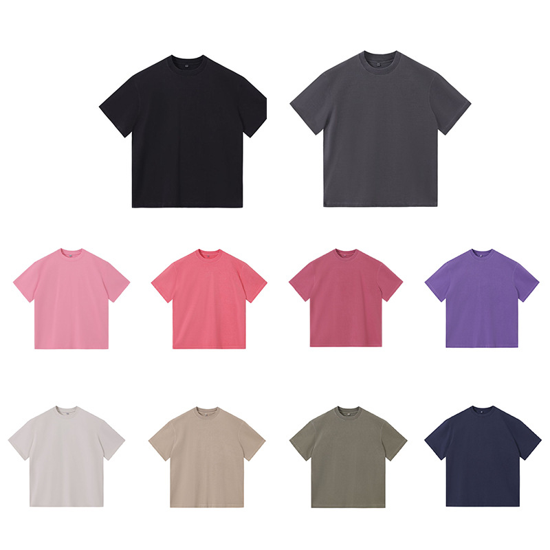 Women's 240g Cotton Slim Fit Short Sleeve T-Shirt, Vintage Washed Faded Crew Neck Summer Top