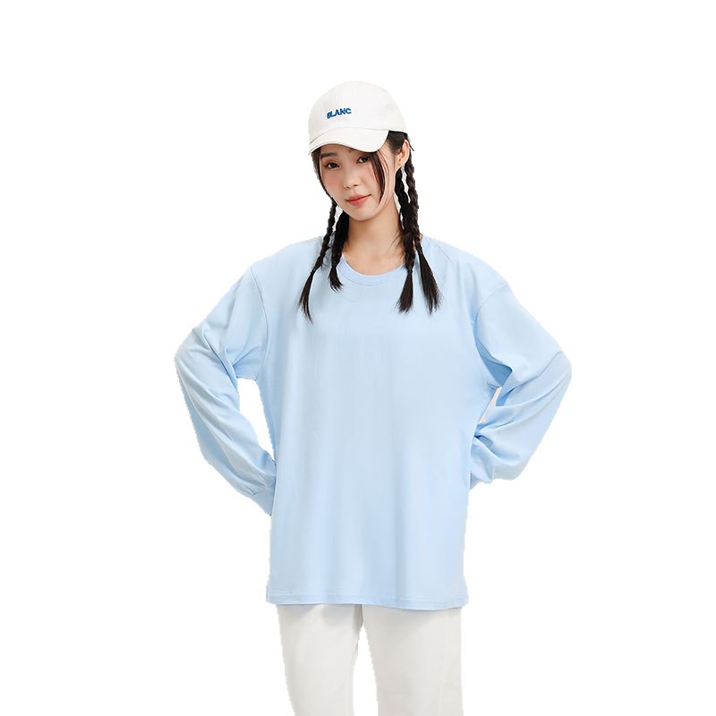 Korean Style Cotton Crew Neck Long Sleeve Pullover T-Shirt for Men and Women