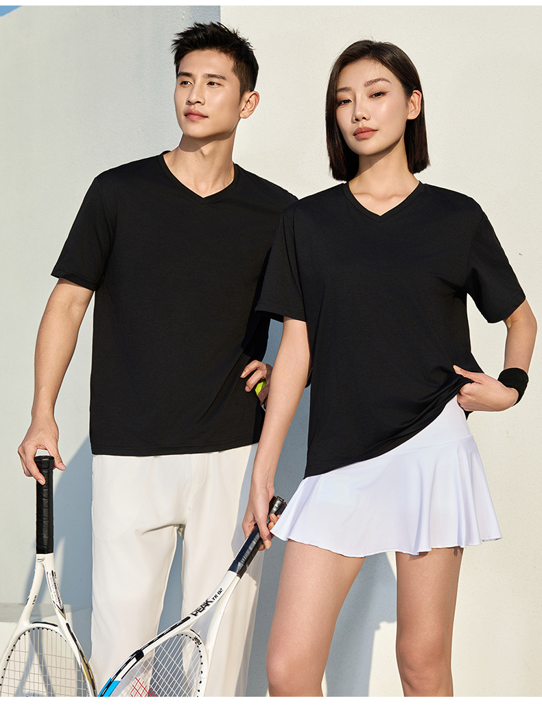 Women Quick-Dry V-Neck T-Shirt Oversize Short Sleeve Custom Logo Summer Workwear Team Shirt