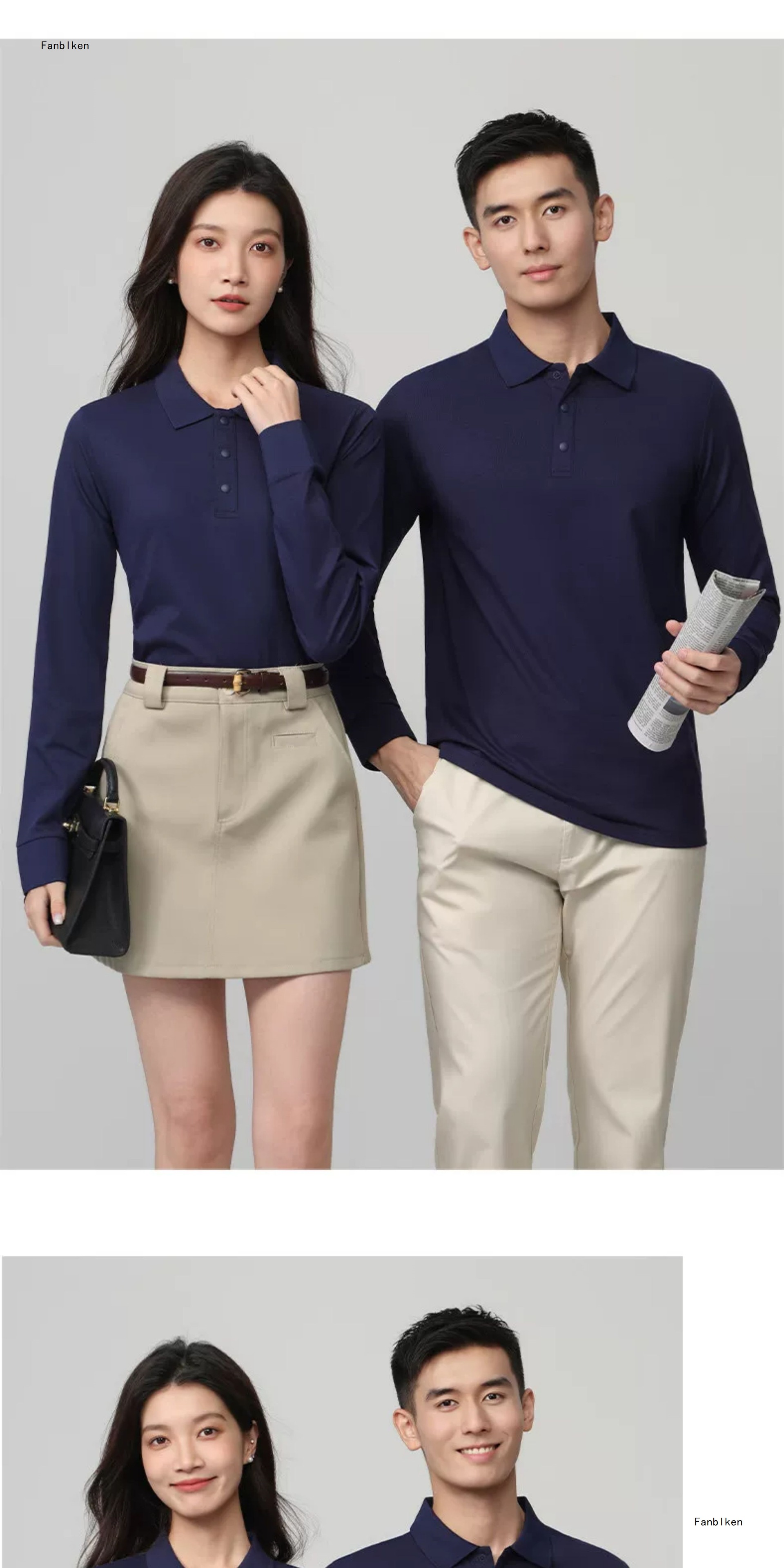 Long Sleeve Polo Shirt Work Uniform with Custom Logo, Slim Fit Polyamide Corporate Employee Tee