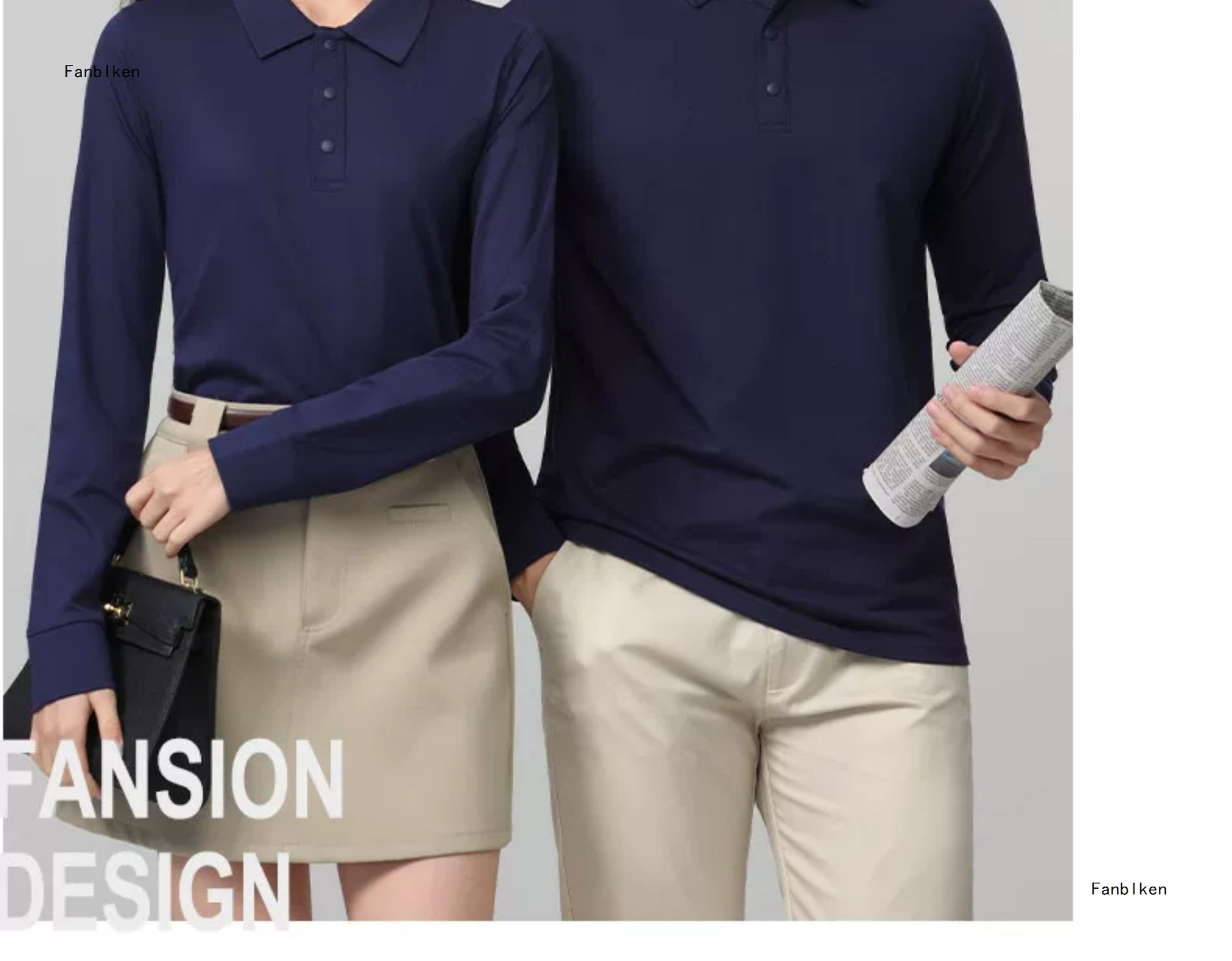 Long Sleeve Polo Shirt Work Uniform with Custom Logo, Slim Fit Polyamide Corporate Employee Tee