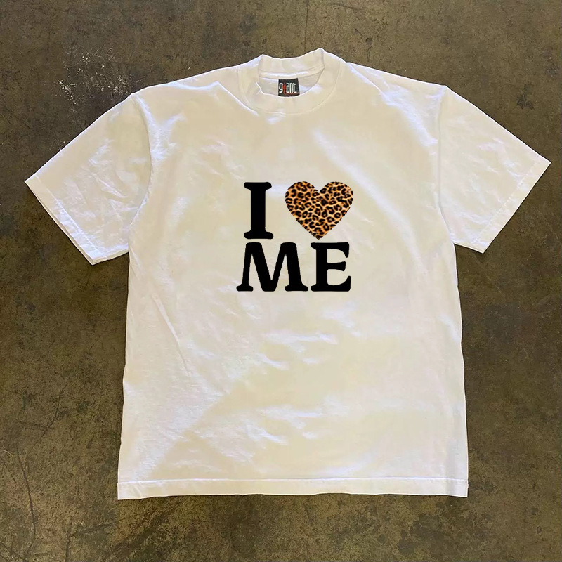 Men's 260g Heavy Cotton Short Sleeve Graphic T-Shirt, Loose Fit Crew Neck Summer Tee