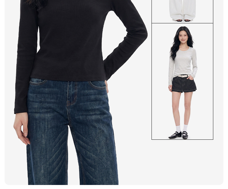 Women Long Sleeve U-Neck Fleece Lined T-Shirt, Slim Fit Cotton Blend Base Layer for Daily Wear