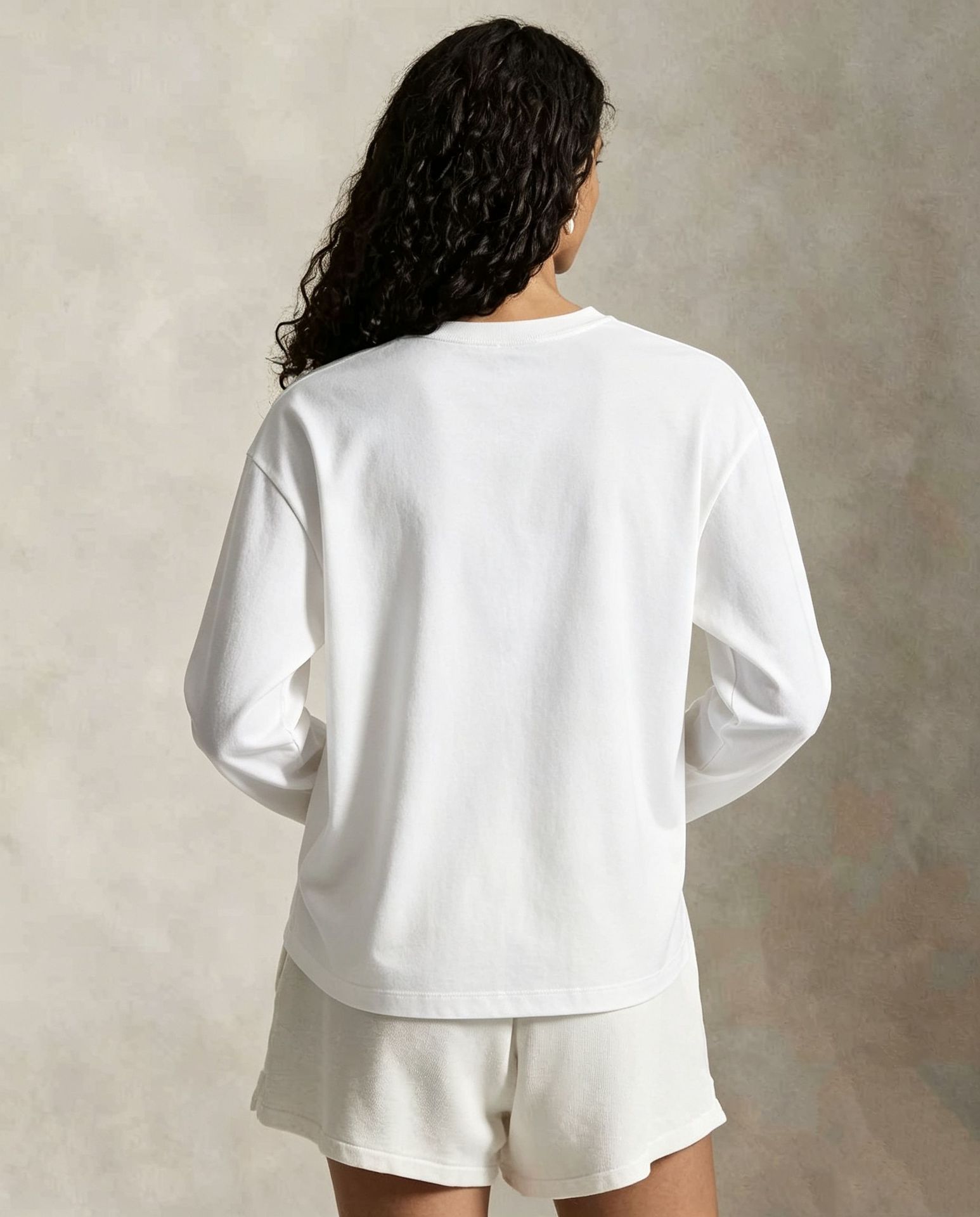 Women Cotton Long Sleeve Crew Neck T-Shirt with Oval Letter Print, Loose Fit Fall Top