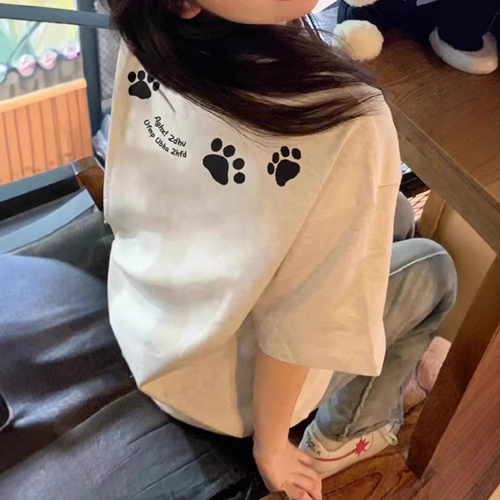 Women's Cotton Short Sleeve T-Shirt with Anime Cartoon Print, Loose Fit Crew Neck Summer Tee