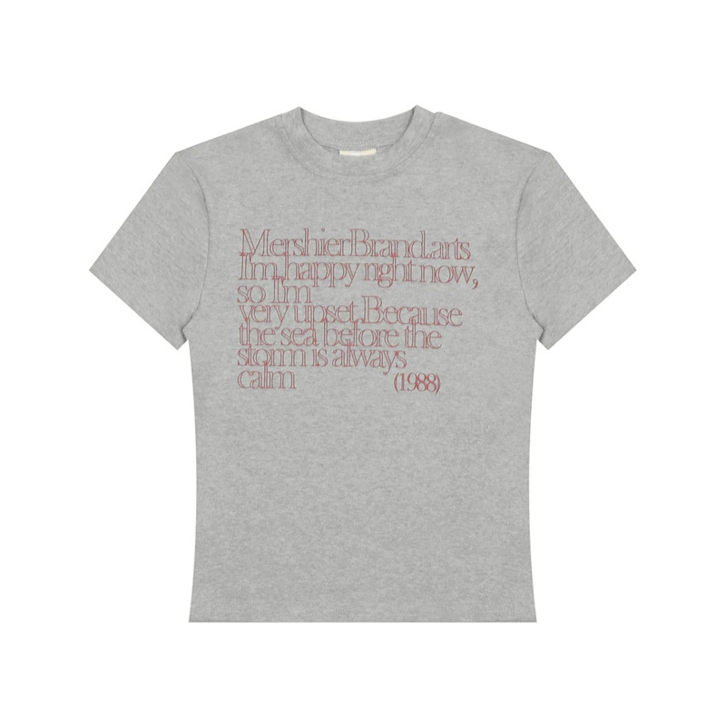 Women's Slim Fit Short Sleeve T-Shirt with Letter Print, Cotton Crew Neck Casual Top for Summer
