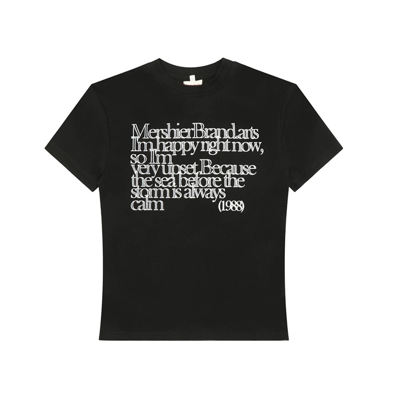 Women's Slim Fit Short Sleeve T-Shirt with Letter Print, Cotton Crew Neck Casual Top for Summer