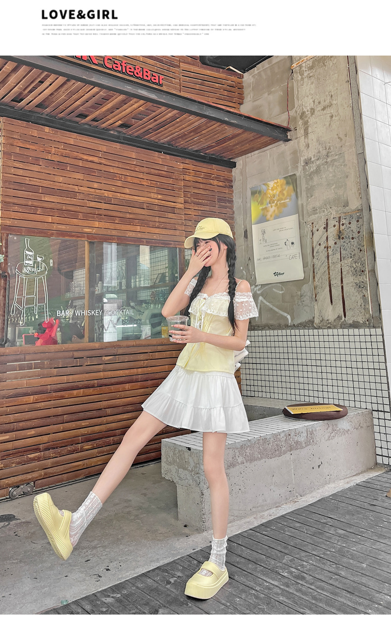 Women White Ballet Style Tiered Mini Skirt, Sweet A-Line Pleated Cake Skirt for Summer