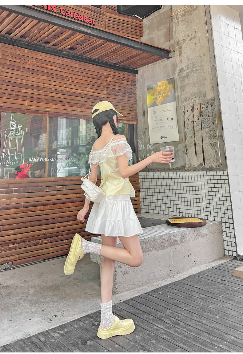 Women White Ballet Style Tiered Mini Skirt, Sweet A-Line Pleated Cake Skirt for Summer