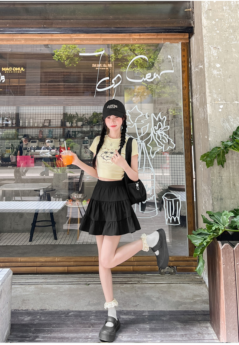 Women White Ballet Style Tiered Mini Skirt, Sweet A-Line Pleated Cake Skirt for Summer
