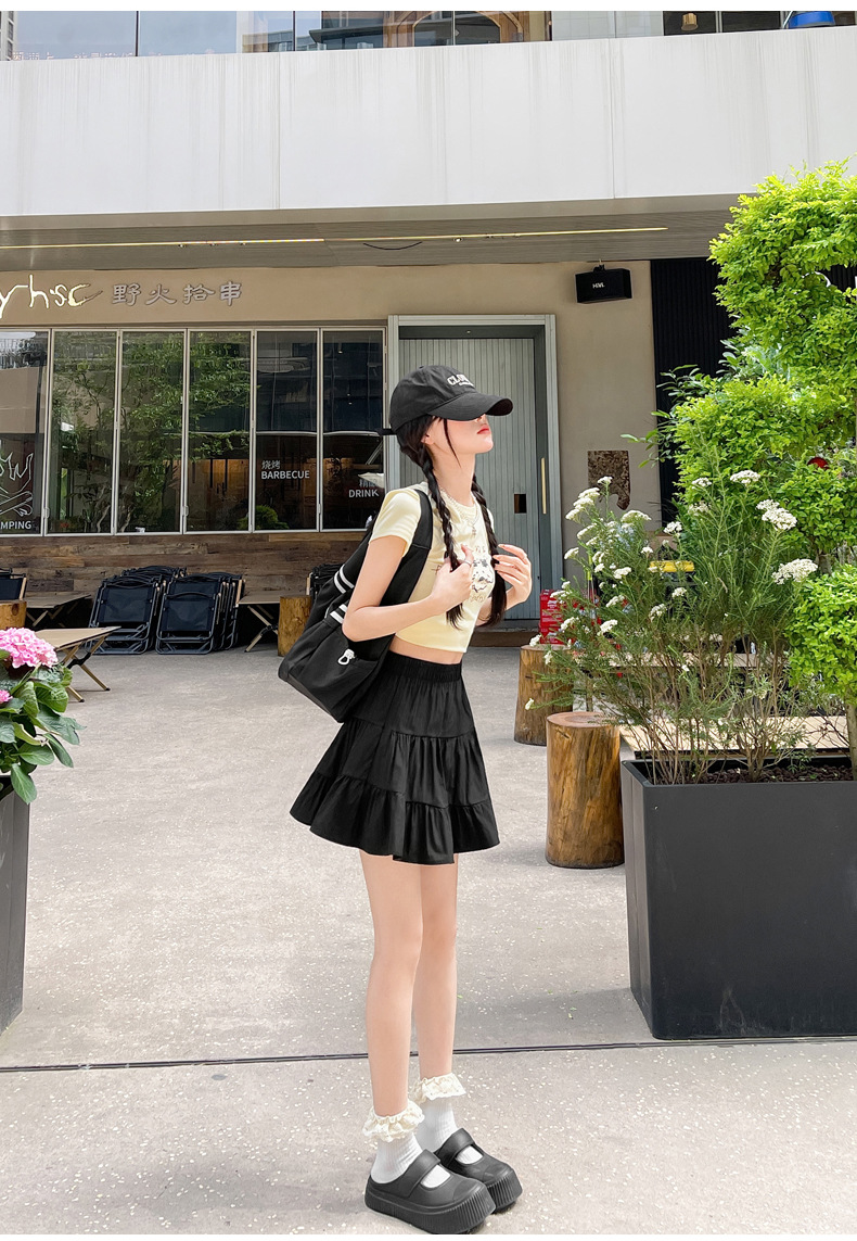 Women White Ballet Style Tiered Mini Skirt, Sweet A-Line Pleated Cake Skirt for Summer