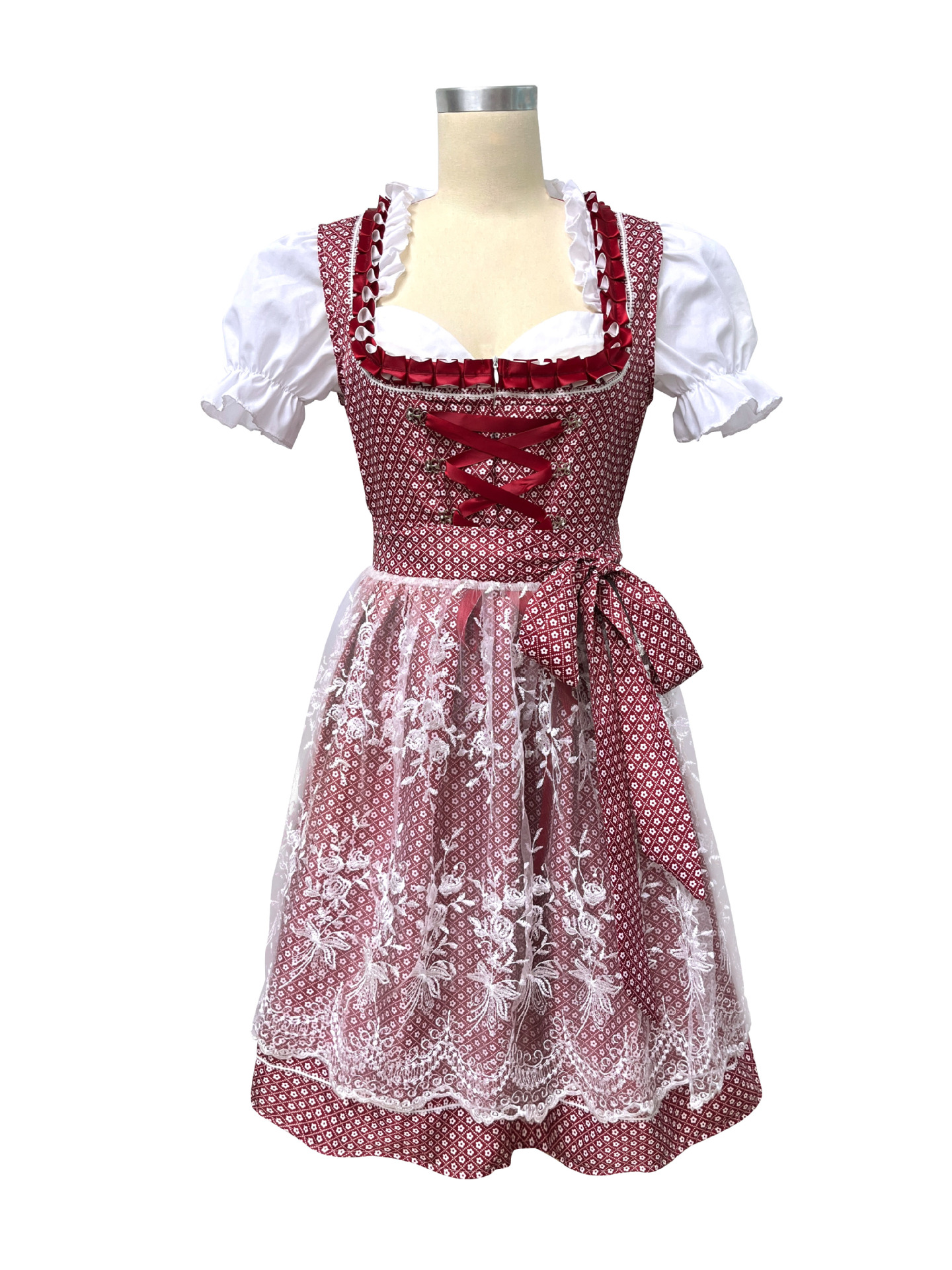 Bavarian Dirndl Dress for Women, Short Sleeve Floral Oktoberfest Costume, S-5XL