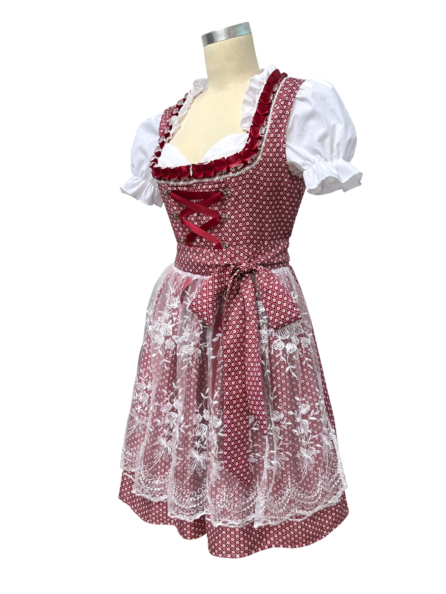 Bavarian Dirndl Dress for Women, Short Sleeve Floral Oktoberfest Costume, S-5XL