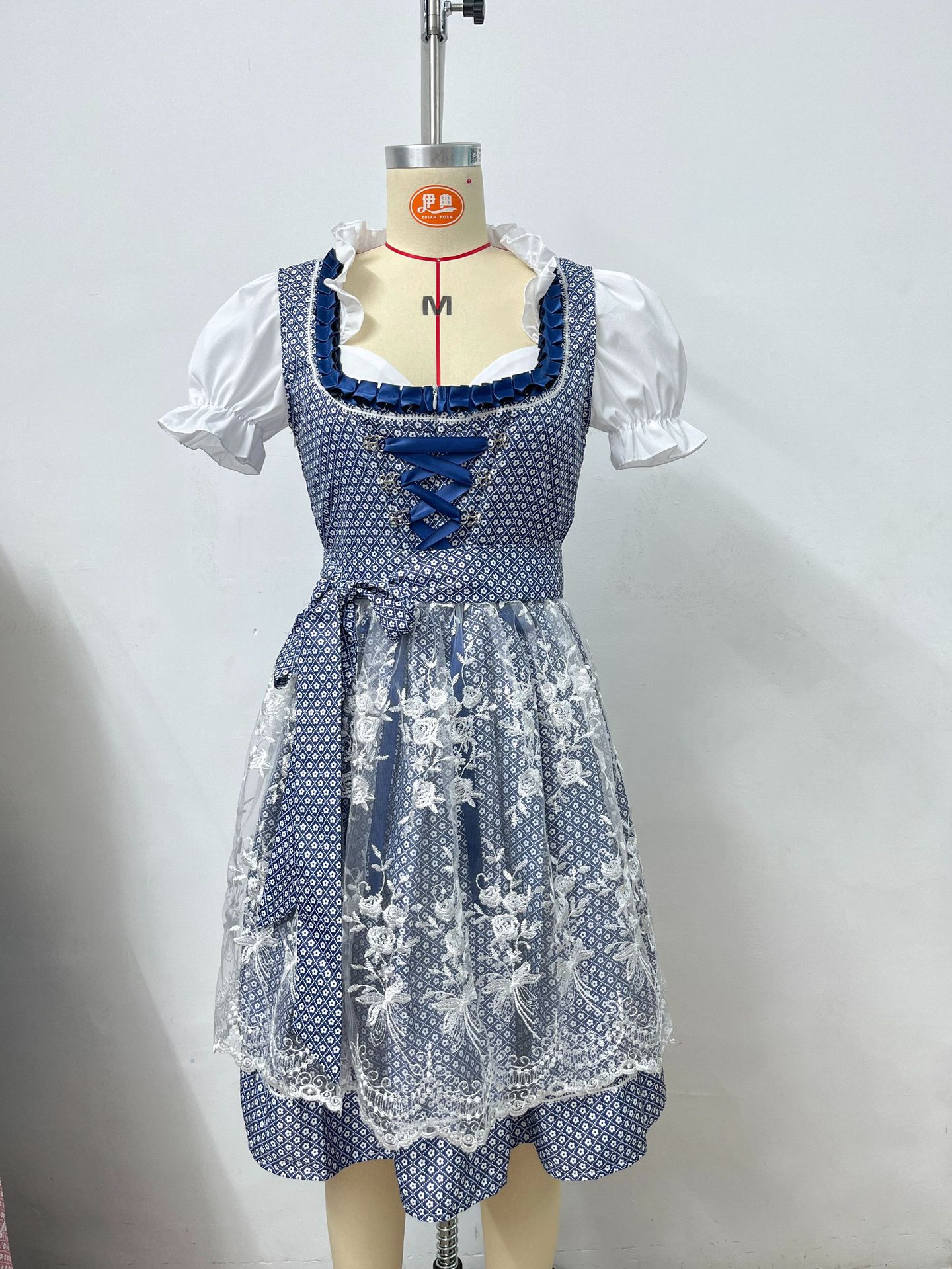 Bavarian Dirndl Dress for Women, Short Sleeve Floral Oktoberfest Costume, S-5XL