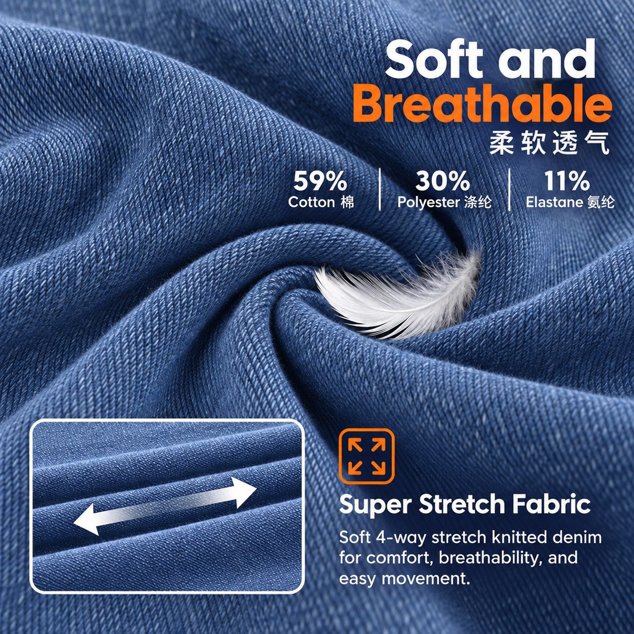 Women Soft Stretch Denim A-Line Midi Skirt, High Waist Casual Skirt for Travel and Daily Wear
