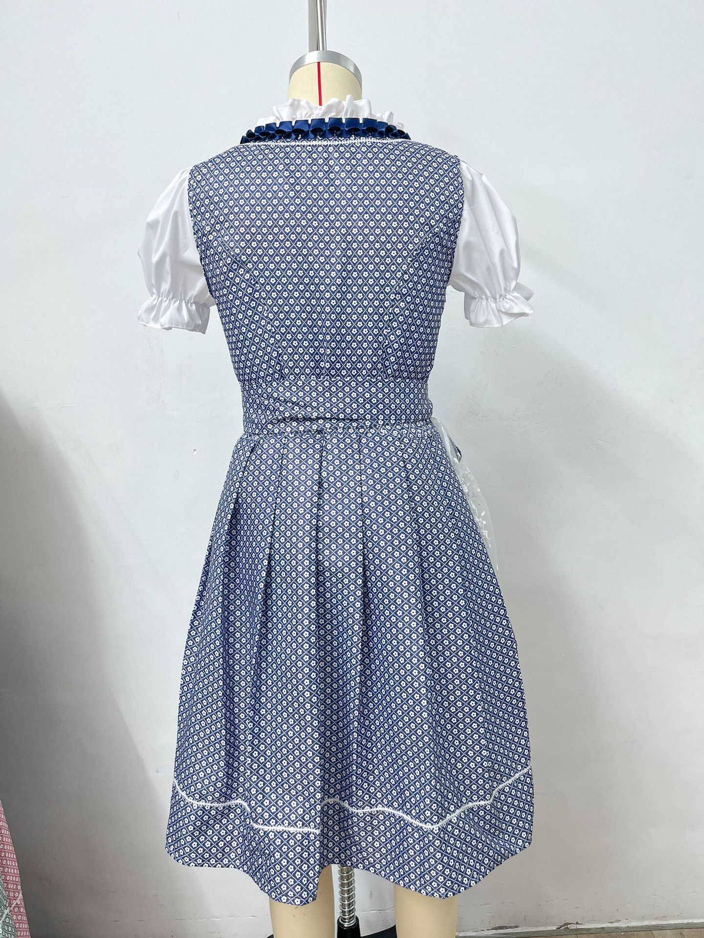 Bavarian Dirndl Dress for Women, Short Sleeve Floral Oktoberfest Costume, S-5XL