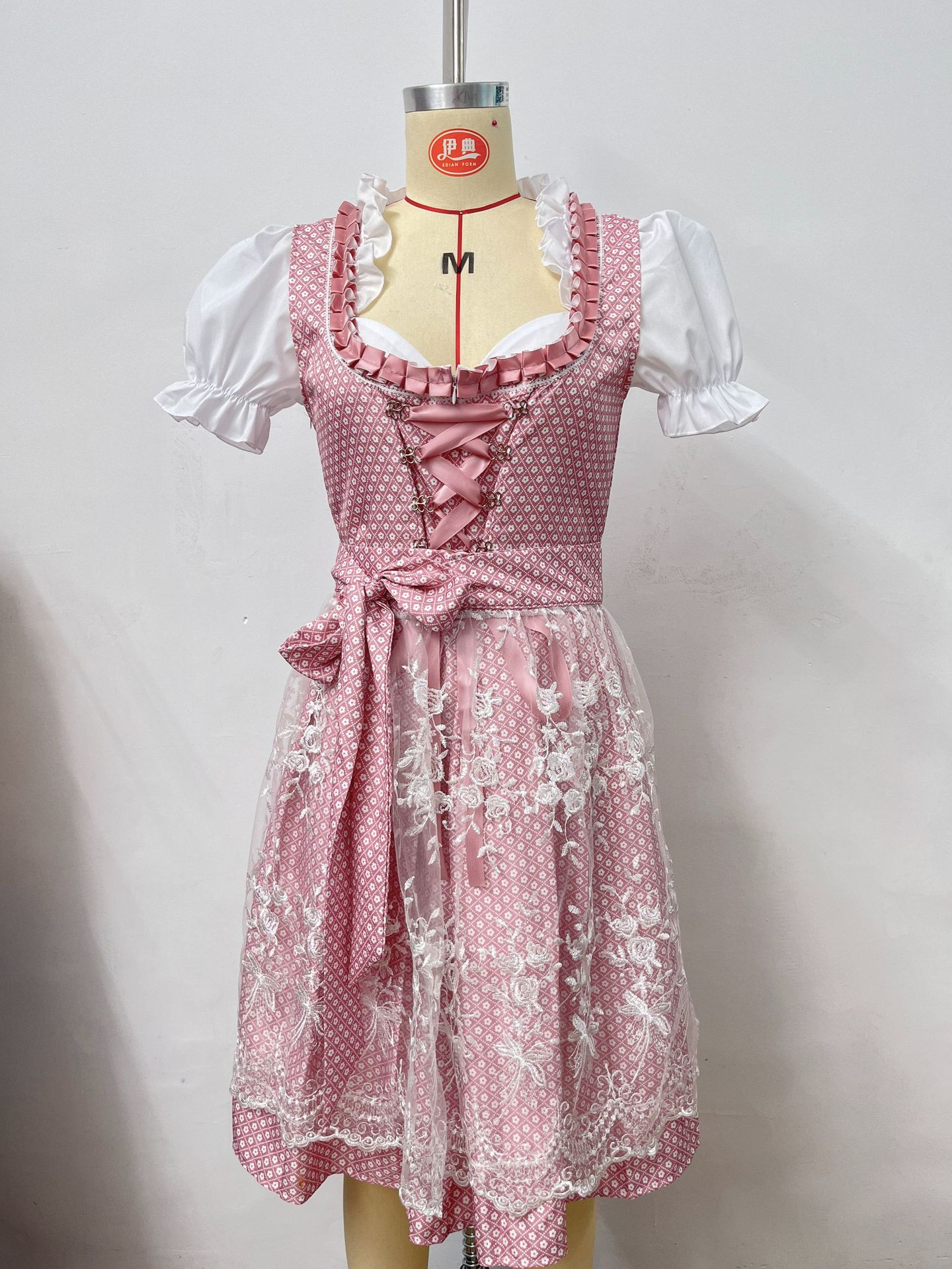 Bavarian Dirndl Dress for Women, Short Sleeve Floral Oktoberfest Costume, S-5XL
