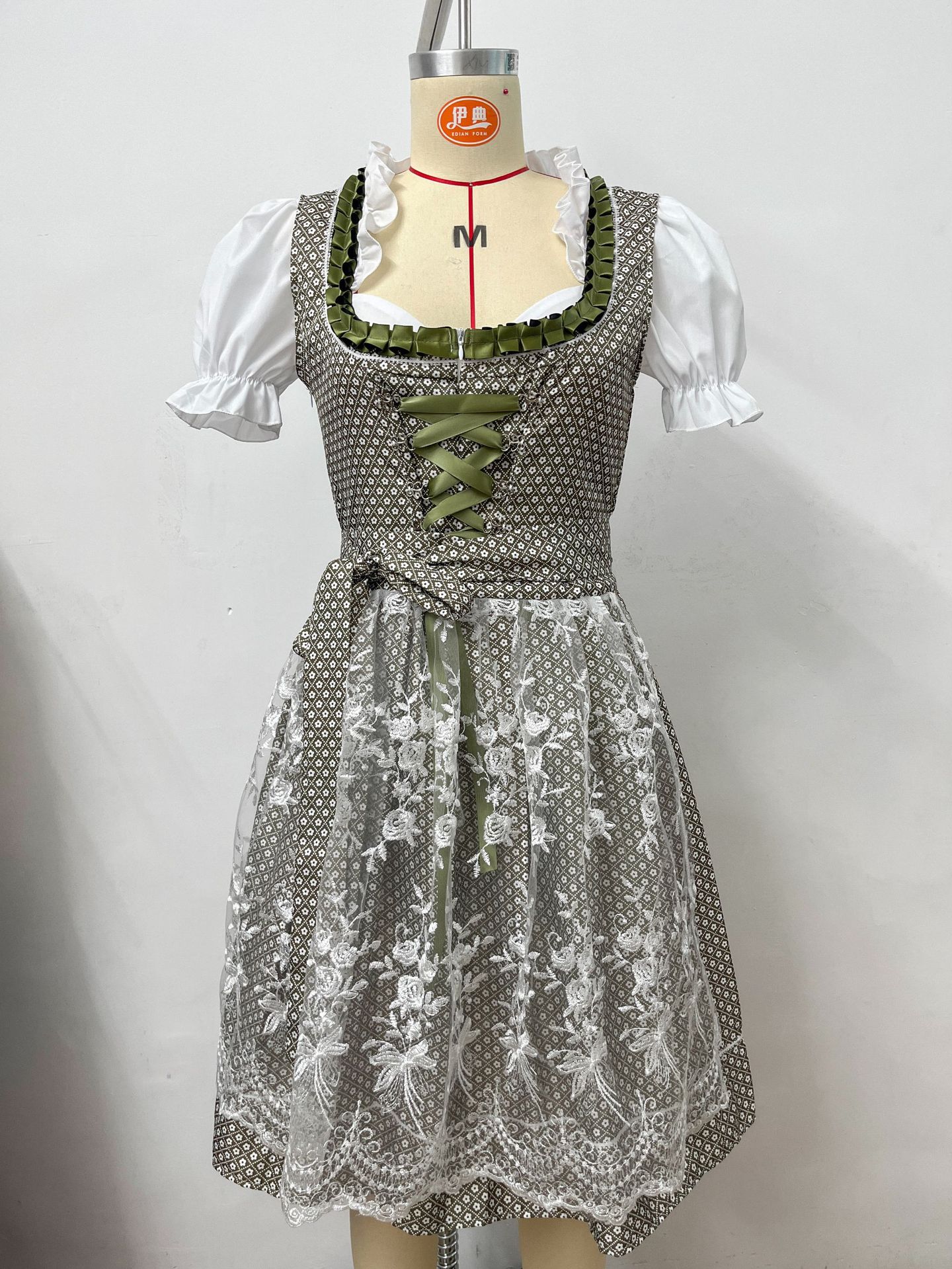 Bavarian Dirndl Dress for Women, Short Sleeve Floral Oktoberfest Costume, S-5XL