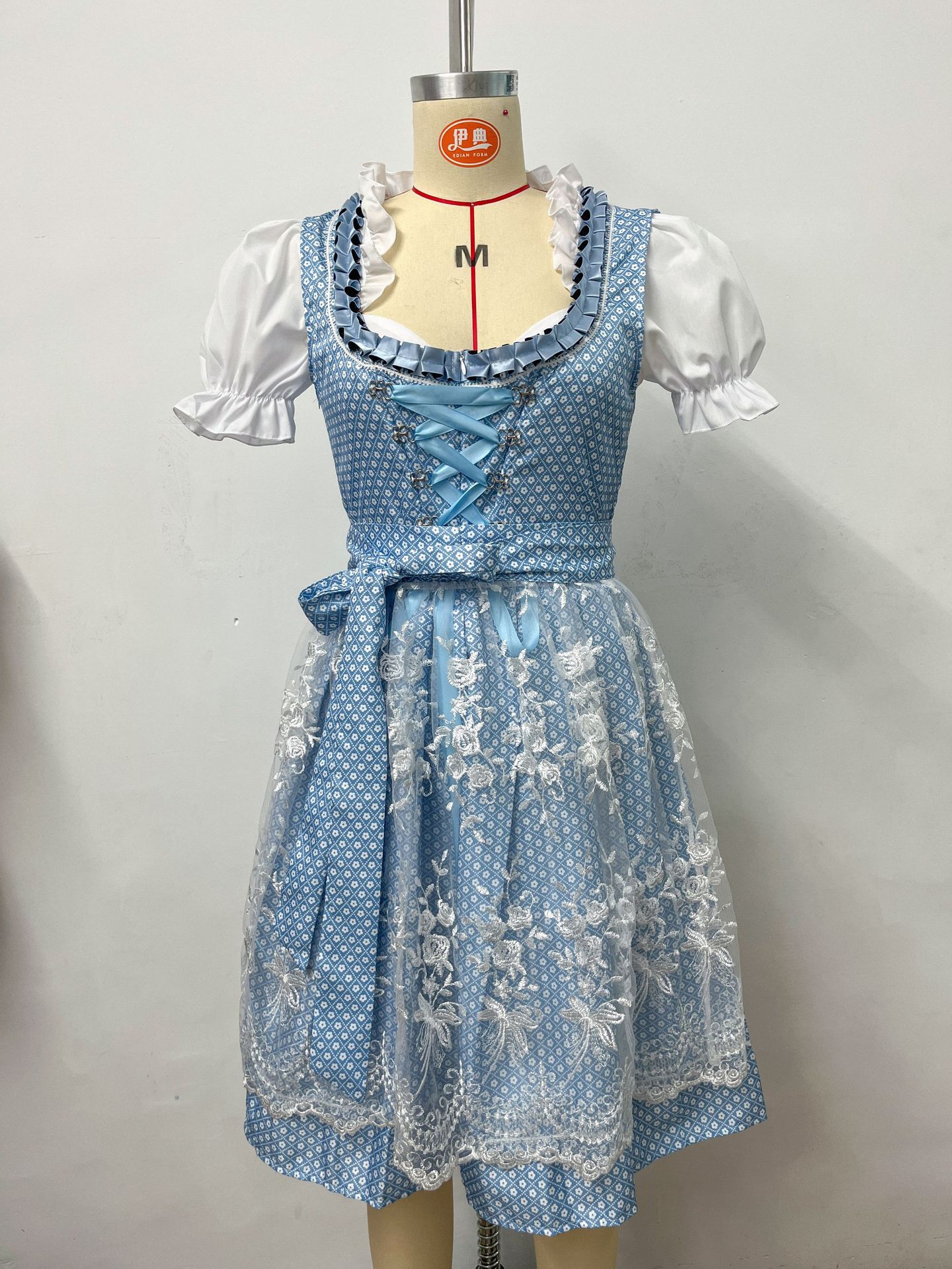 Bavarian Dirndl Dress for Women, Short Sleeve Floral Oktoberfest Costume, S-5XL