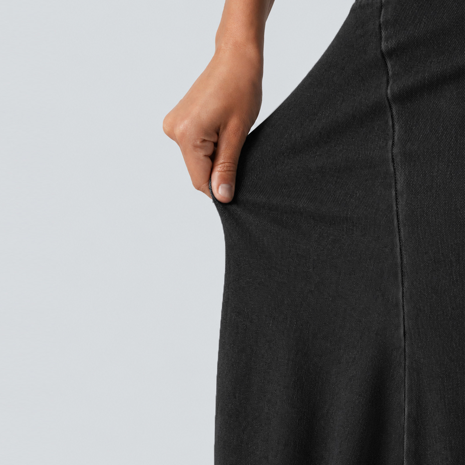 Women Soft Stretch Denim A-Line Midi Skirt, High Waist Casual Skirt for Travel and Daily Wear