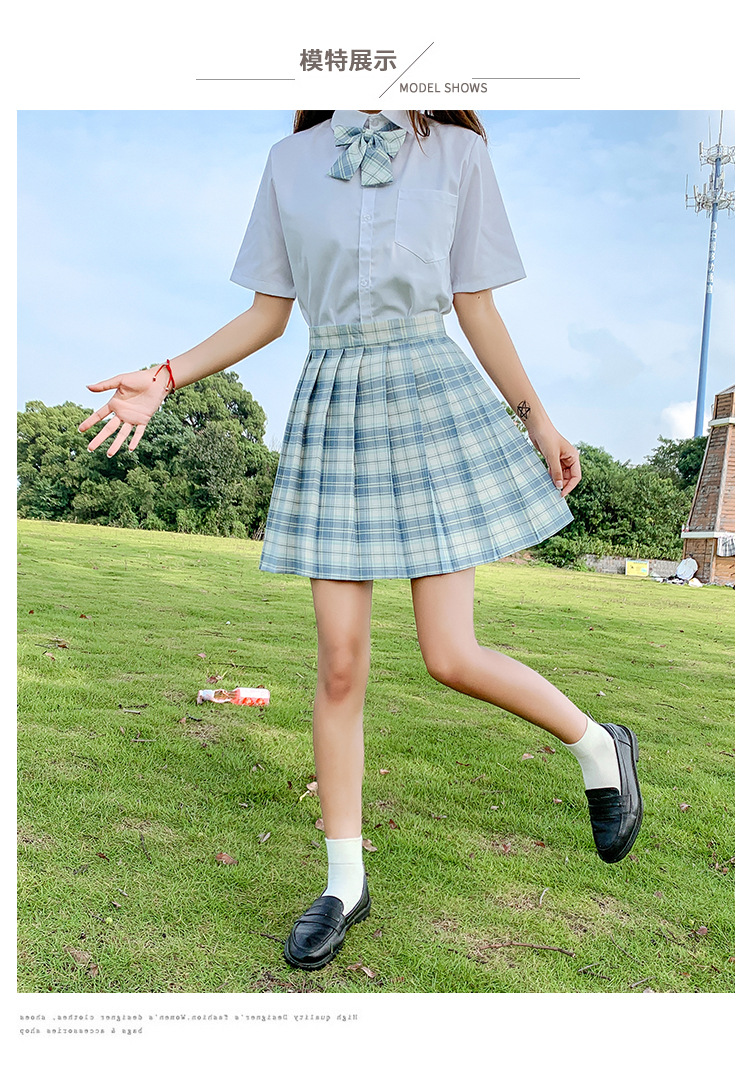 JK Plaid Pleated Skirt for Women, High Waist Japanese School Uniform Style Midi Skirt