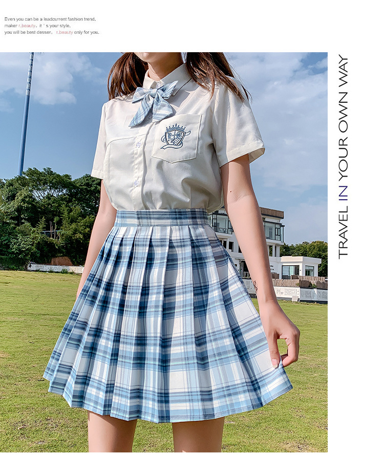JK Plaid Pleated Skirt for Women, High Waist Japanese School Uniform Style Midi Skirt