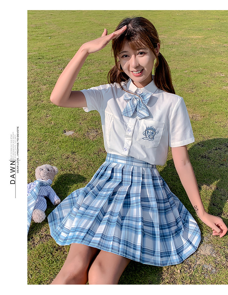 JK Plaid Pleated Skirt for Women, High Waist Japanese School Uniform Style Midi Skirt
