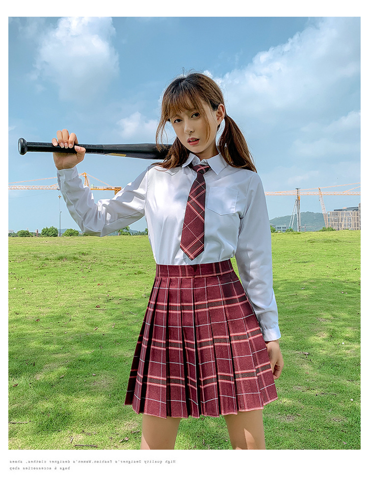 JK Plaid Pleated Skirt for Women, High Waist Japanese School Uniform Style Midi Skirt